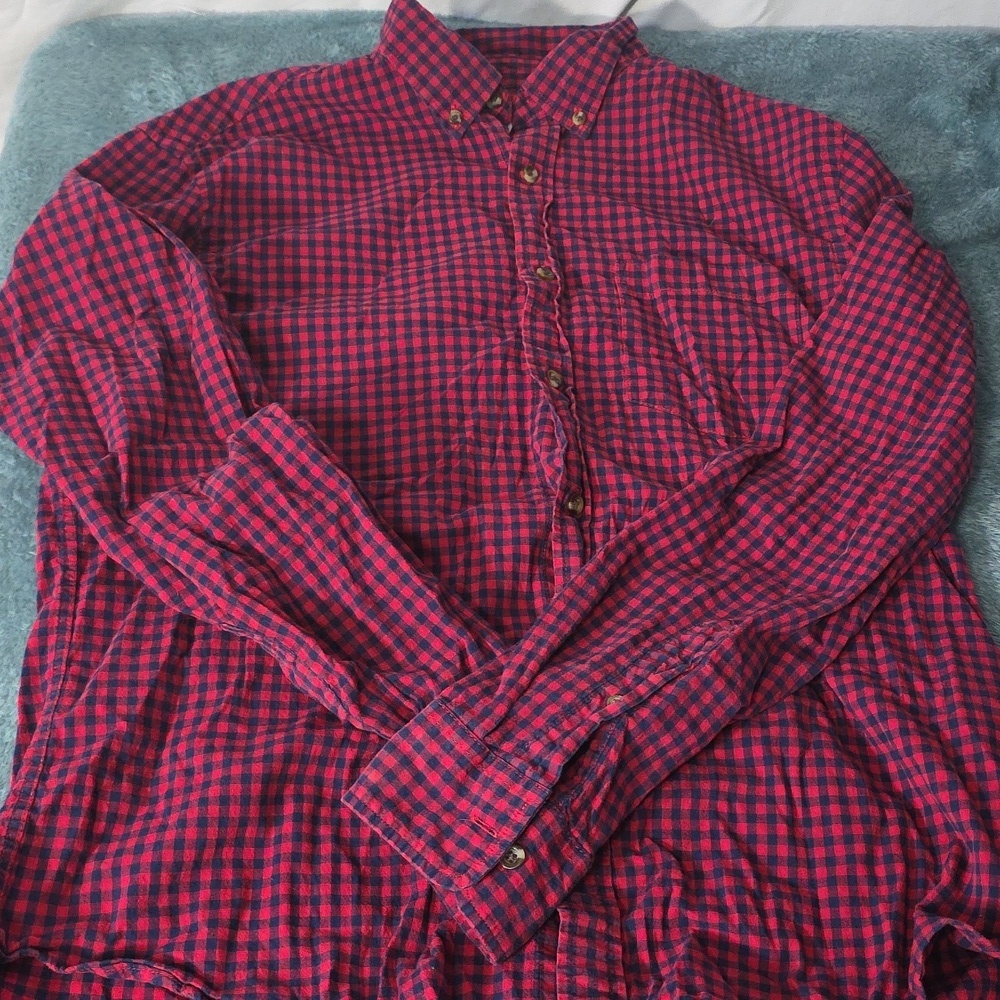 Old Navy Red and Black Plaid Button Up Shirt